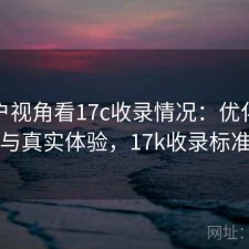从用户视角看17c收录情况：优化方法与真实体验，17k收录标准