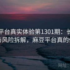 麻豆平台真实体验第1301期：长期表现与风险拆解，麻豆平台真的假的