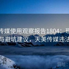 天美传媒使用观察报告1804：现状分析与避坑建议，天美传媒违法吗