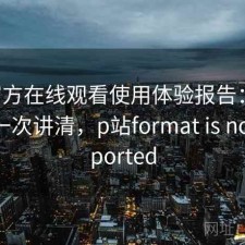 P站官方在线观看使用体验报告：好不好用一次讲清，p站format is not supported