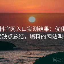 51爆料官网入口实测结果：优化方法与优缺点总结，爆料的网站叫什么