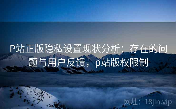 P站正版隐私设置现状分析:存在的问题与用户反馈,p站版权限制 第2张 P站正版隐私设置现状分析:存在的问题与用户反馈,p站版权限制 第2张